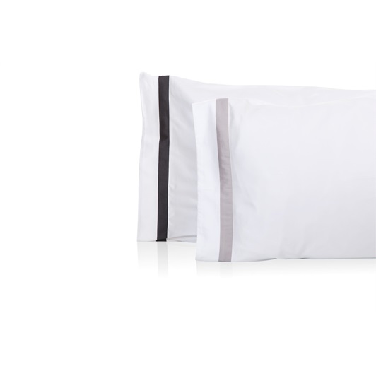 Finibus Border Standard Housewife Pillowcases White/Grey