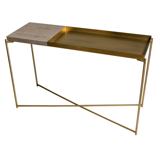 Console L - Weathered Oak & Brushed Brass