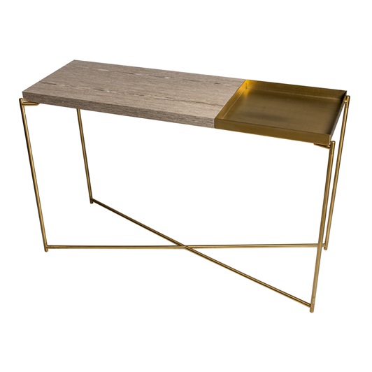 Console L - Weathered Oak & Brushed Brass