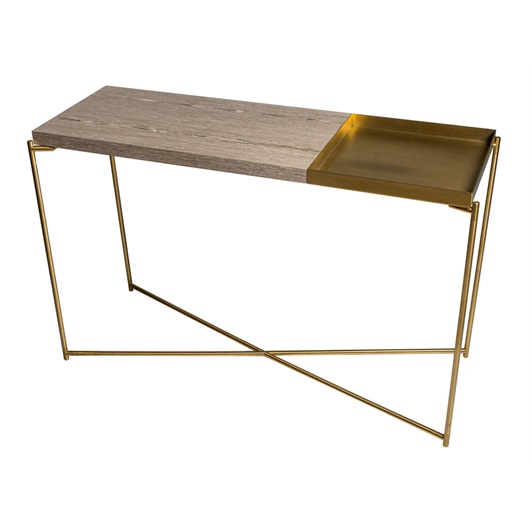 Console L - Weathered Oak & Brushed Brass 