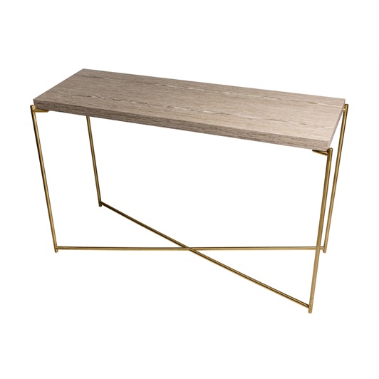 Console L - Weathered Oak & Brushed Brass