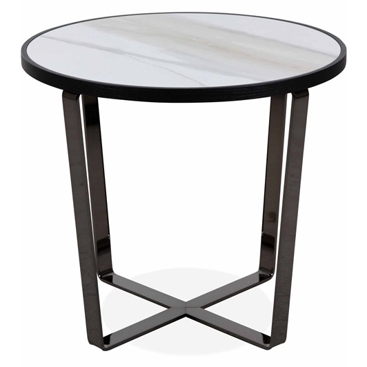 Side Table Smoked Nickel, Glossy Ceramic